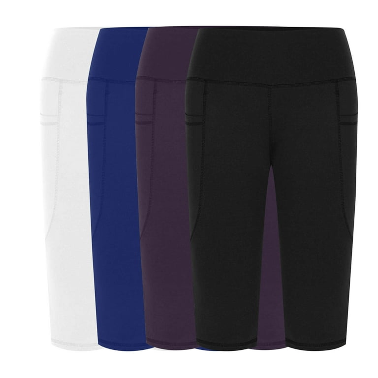 CHGBMOK 4 Pack Yoga Shorts for Women Knee Length Yoga Pants
