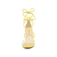 thumbnail image 6 of BLISSFUL STEP Women's Clear Strap Block Heel Lace up Heels Sandals Yellow (Size 9), 6 of 7