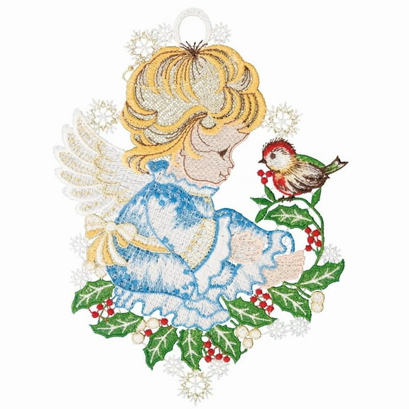 Window picture lovely angel by W. Reuter & Sohn - Plauener Spitze® - Made in Germany