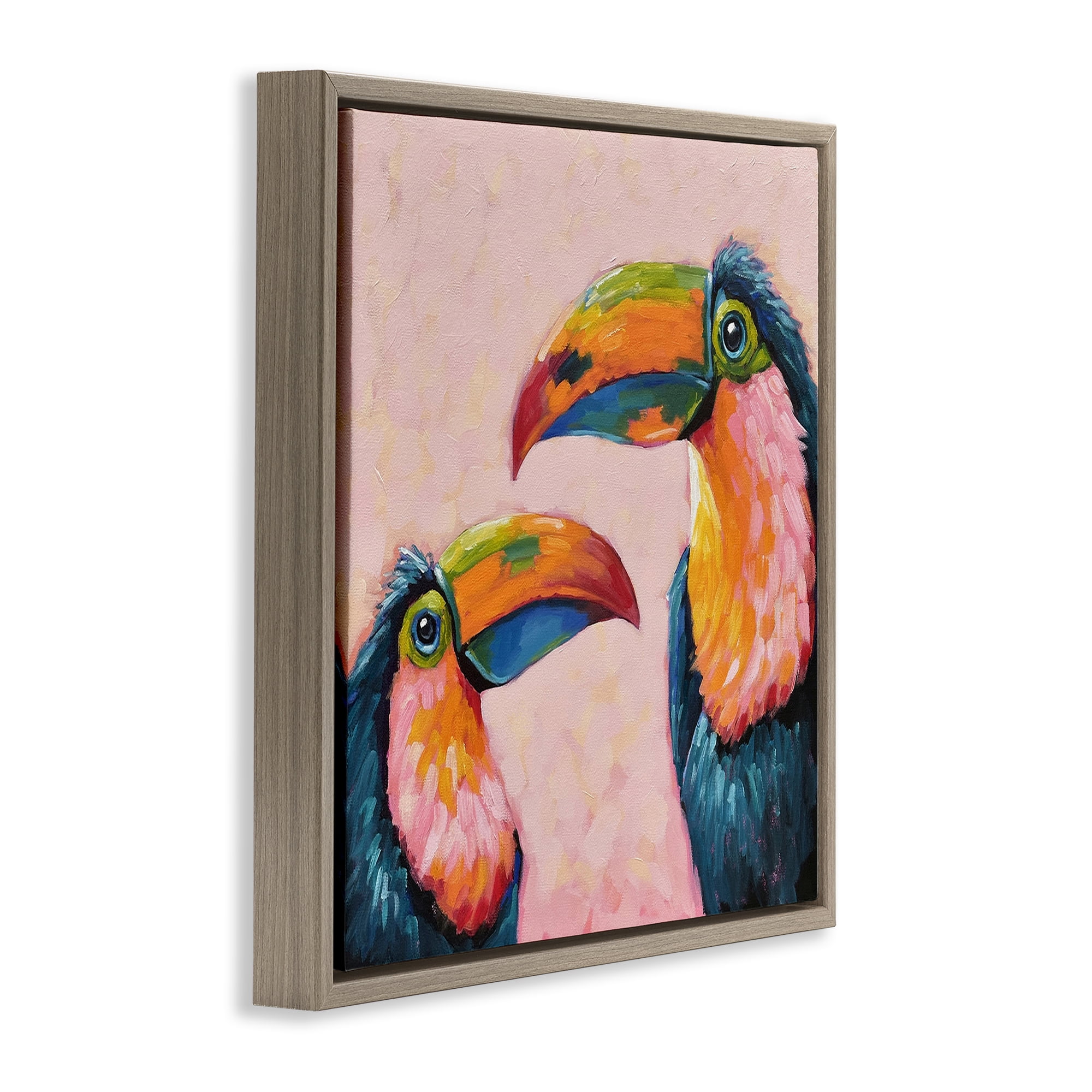 Stupell Industries Tropical Toucan Paradise Brown Framed Floater Canvas Wall Art, design by Lucia Stewart
