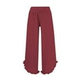 thumbnail image 3 of REALiKUN Women Linen Pants Summer Wide Leg Beach Lightweight High Waist Ruffle Flowy Palazzo Pant Boho Casual Trousers, 3 of 3