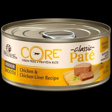Wellness CORE Natural Grain Free Indoor Chicken and Chicken Liver Smooth Pate Wet Canned Cat Food 3-oz, case of 12