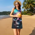 thumbnail image 3 of Balery Modern Abstract Colorful Skull B Vestidos de verano para mujer con estampado: vestido holgado sin mangas, vestido playero informal y cómodo para días calurosos., 3 of 7