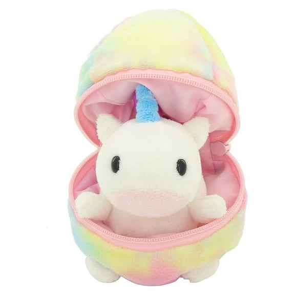 Made by Aliens Easter Plush Stuffed Surprise Zip up Egg Hideaway Spring Inspired Gift for Girls and Boys Birthday Halloween Mothers Day (New Unicorn Egg) 6 inch