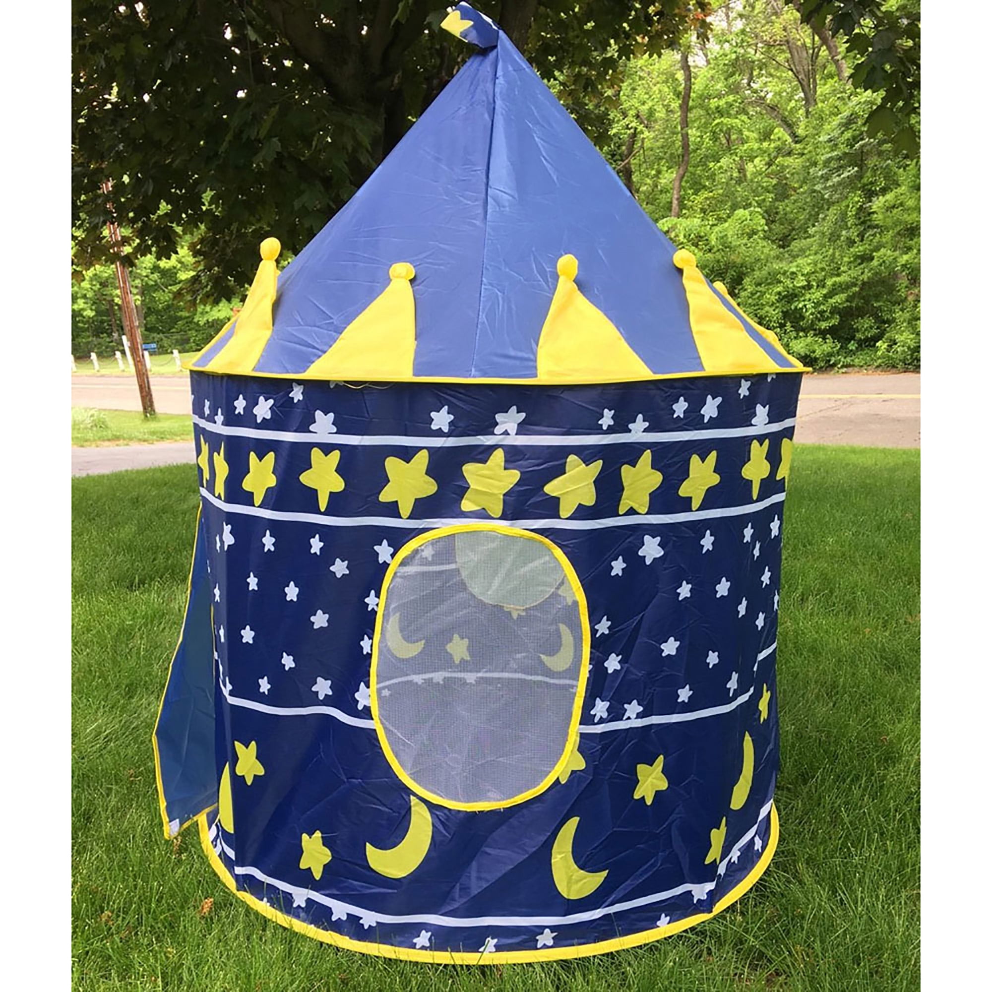 Kepooman Kids Portable Folding Pop Up Play Tent with Glow In The Dark Stars for Child, Blue Kepooman Kids Portable Folding Pop Up Play Tent with Glow In The Dark Stars for Child, Blue