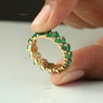 thumbnail image 4 of Emerald Leaf Band Ring, Genuine Marquise Emerald Full Eternity Proposal Band Ring, Gift For Her, Minimalist Ring, Wedding Ring, Mothers Day Gift, 4 of 5