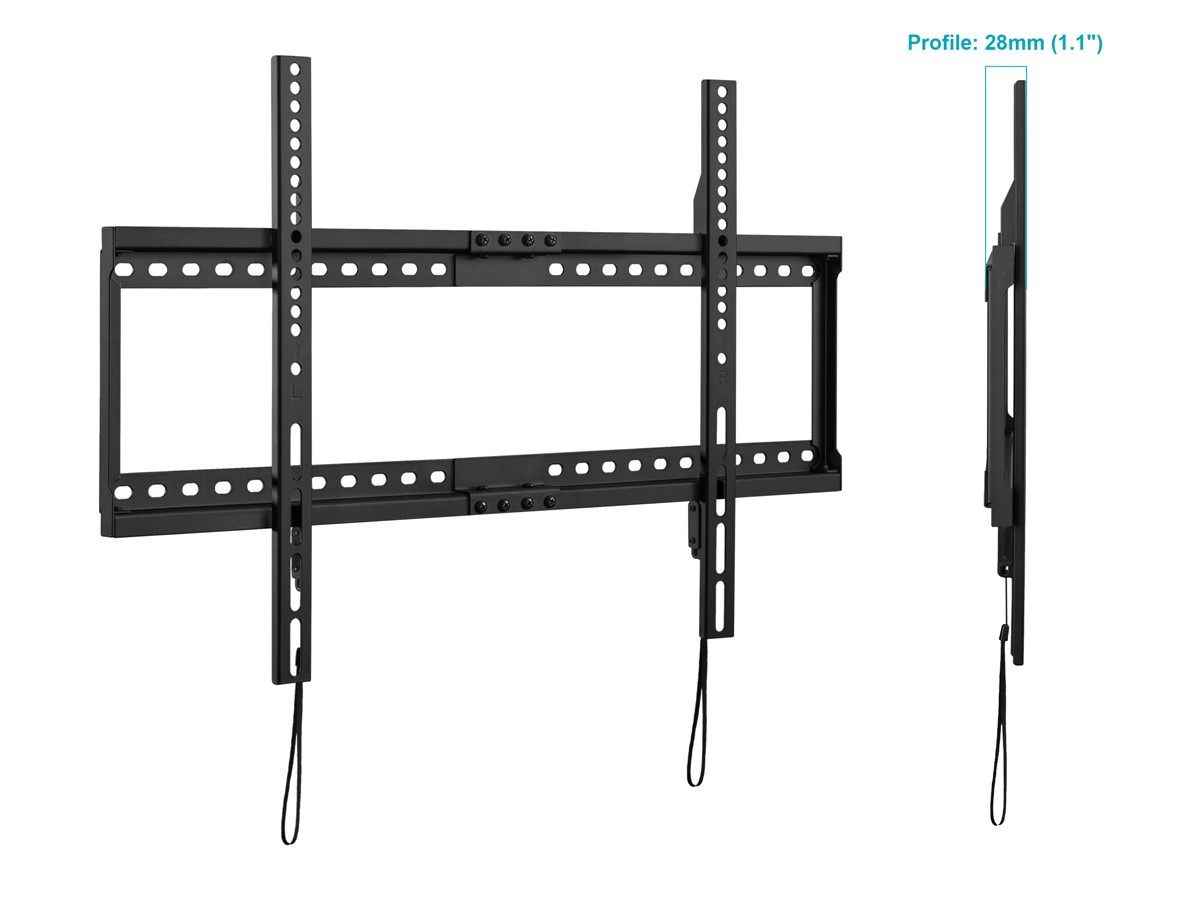 Monoprice Wide Screen Low Profile Fixed TV Wall Mount Bracket - LED TVs 37in to 80in, Max Weight 154 lbs., VESA Patterns Up to 600x400, Fits Curved Screens - Commercial Series