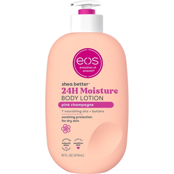 eos Shea Better Body Lotion for Dry Skin, Pink Champagne, 16 fl oz