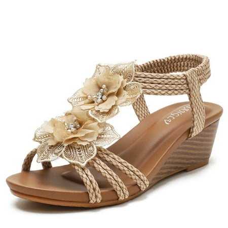 

Sandals for Women Fashion Bohemian Open Toe Wedge Summer Sandals Bohemian Casual Beach Shoes