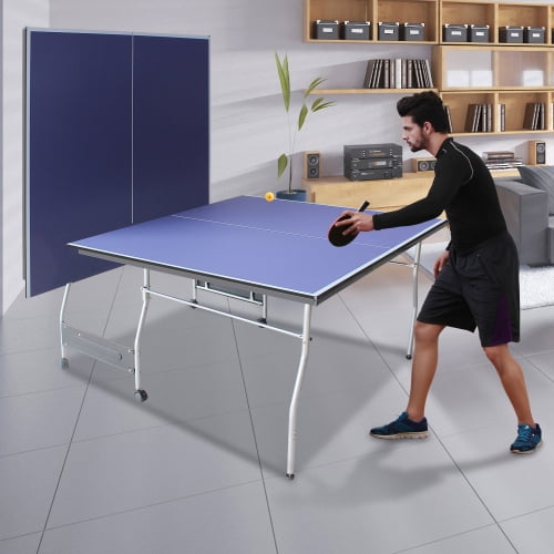 ACETEK 8FT Mid-Size,with Net,2 Table Tennis Paddles and 3 Balls,Table Tennis Table Foldable & Portable Ping Pong Table Set for Indoor & Outdoor Games