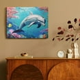thumbnail image 4 of Pratyus Dolphin Fish Coral Reef Canvas Wall Art Print for Home Decor - Ready To Hang Room Art Decor 16x12in, 4 of 6
