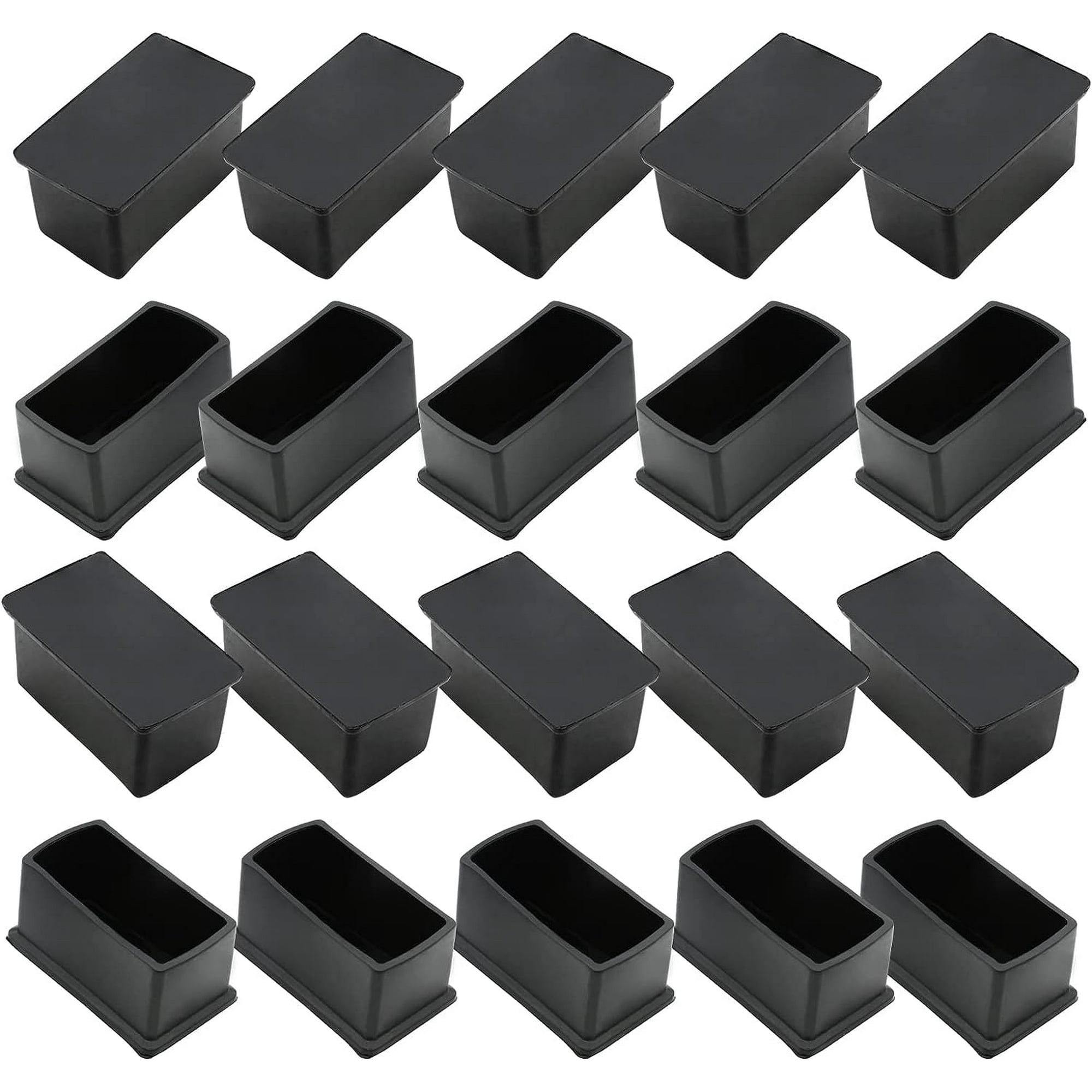 XINQIHANG 20 Pcs Rectangle Rubber Furniture Leg Caps 1 x 2 Anti Slip Chair Leg Caps Foot Covers Flexible Chair Leg Floor Protectors Furniture Feet Cover for Chair Table Bed Walmart