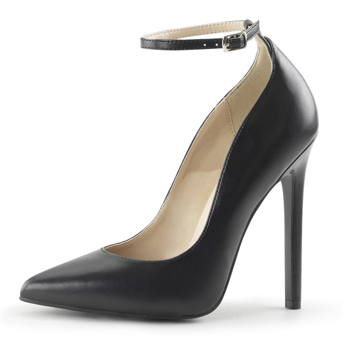 SummitFashions - Womens Black Ankle Strap Heels Pointed Toe Pumps ...