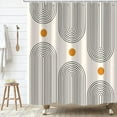 thumbnail image 2 of Boho Extra Long Shower Curtain, Mid Century Modern Abstract Minimalist Beige Neutral Machine Washable Waterproof Fabric for Bathroom Decor Bathtub with 12 Hooks 72Wx78H, 2 of 6