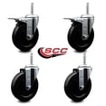 thumbnail image 2 of 5 Inch Hard Rubber Swivel 3/4 Inch Threaded Stem Caster Set 2 Total Lock Brakes, 2 of 2
