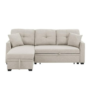 Pemberly Row 85''Linen Blend Fabric Upholstered Sleeper Sofa