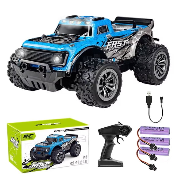 1:20 Scale Blue Pickup RC High-Speed Off-Road Drift Racing Car with 3 Rechargeable Lithium Batteries, 18km/h Speed, 2.4G Remote Control (40m Range), Rear-Wheel Drive, Proportional Throttle & Multiple