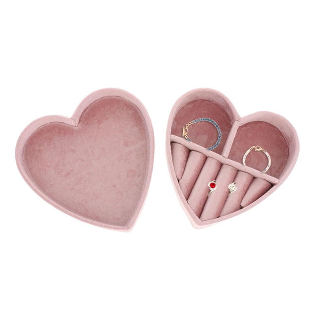 Caja de anillo en forma de corazón, multifunción, duradero, bandeja de almacenamiento de anillo, mini joyero moderno, estuche de viaje para anillos, pendientes, collares, regalos, broche E Hugo Estuche de viaje para joyería