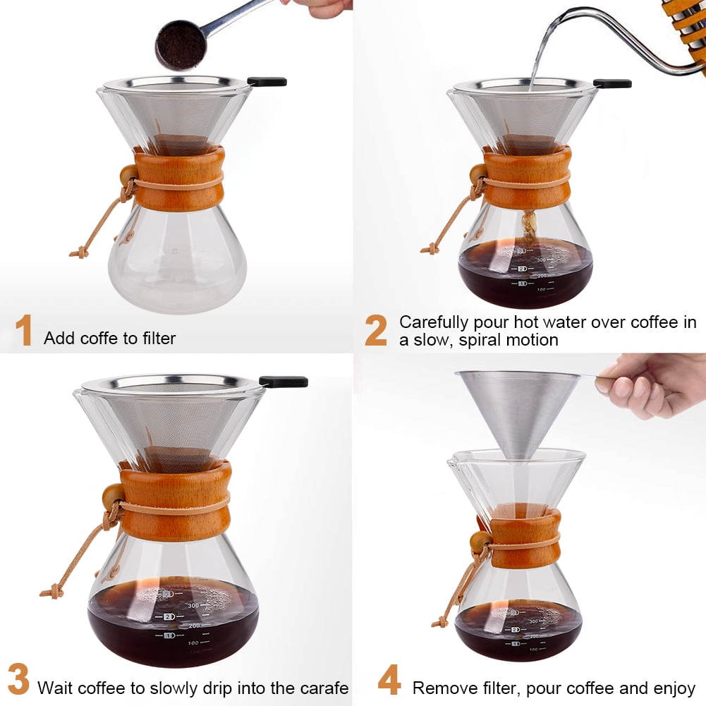 400ML Glass Coffee Drip Brewing Pot Filter Glass Funne Style Pour Over  Coffee Pot Barista Percolator Coffee Brewing Chemex
