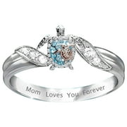 Cyber Monday Deals 2021 Inverlee Bear Heart Ring Diamond Women Jewelry Nscription Mom Love You Forever