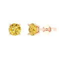 thumbnail image 2 of 2.0 Ct Round Cut Studs Yellow Crystal 14K Rose Solid Gold Everyday Dainty Earrings Push Back, 2 of 7