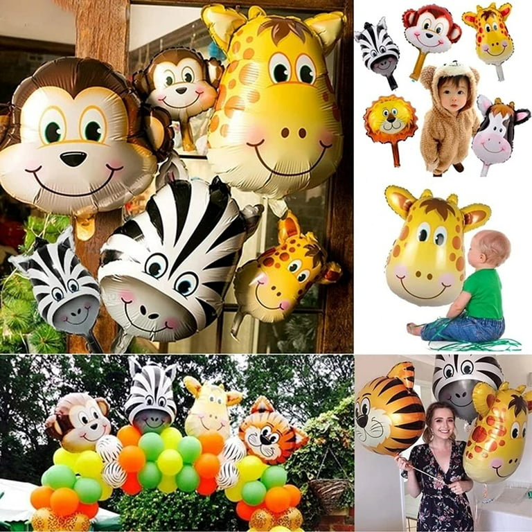 ballon alu rond animaux safari anniversaire jungle party lion
