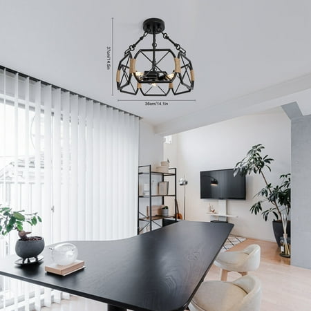 

Industrial Ceiling Light Farmhouse Rustic of Ceiling Light Ceiling Light with Hexagon Metal Cage for Hallway Bedroom Dining Room Entrance