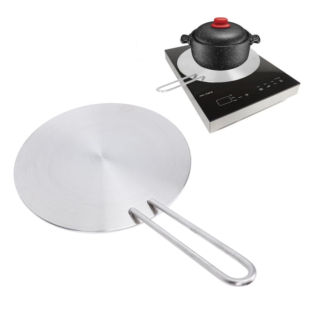 Stainless Steel Heat Diffuser Plate, Premium Material for Induction Cooker, Gas Stove, Electric Cooker, Round Heat Converter with Detachable Handle