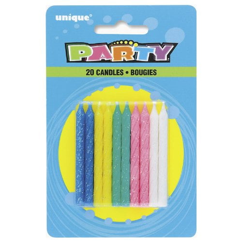 Birthday Candles, 2.5 in, Assorted Glitter, 20ct - Walmart.com