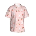 thumbnail image 2 of Balery Rabbit And Cherry Print Men's Hawaiian Shirts Short Sleeve Beach Shirt Relaxed Fit Vacation Button Down Shirts-, 2 of 9