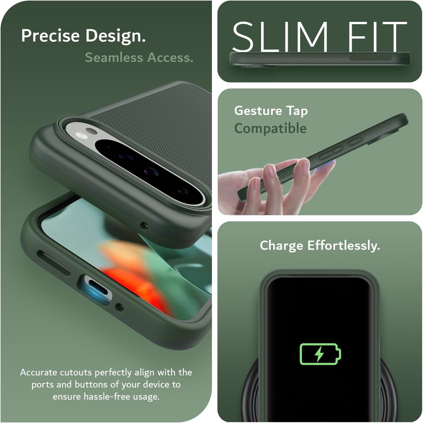 TUDIA MergeGrip Google Pixel 9 Pro XL Case MagSafe Compatible Heavy Duty - Pine Green