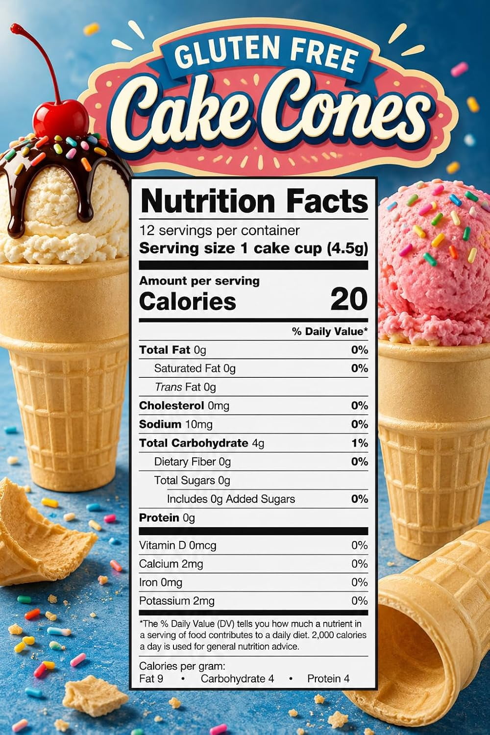Joy Gluten Free Ice Cream Cones - Pack of 2 - Classic Cake Cones - With Bonus Ice Cream Stickers - 12ct. Boxes