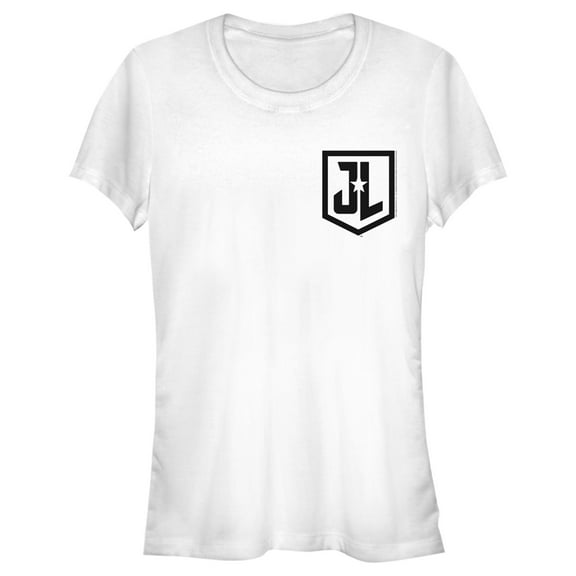Junior's Zack Snyder Justice League Pocket Badge Logo Graphic Tee White Large