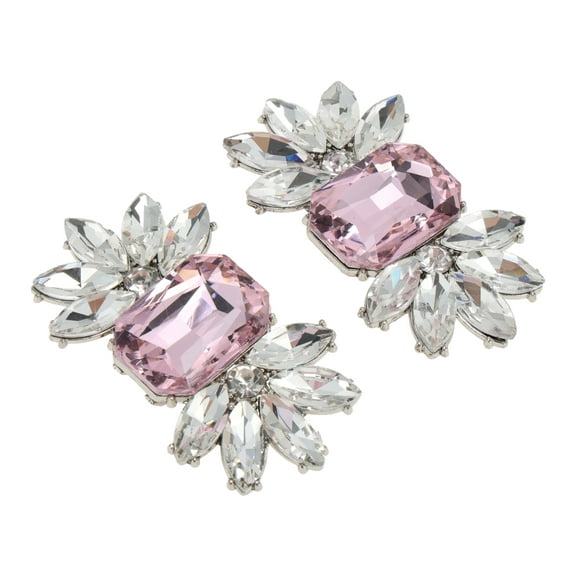 Unique Bargains 2 Pcs Shoe Accessories Fashionable Floral with Detachable Clip Shoe Decorations Pink