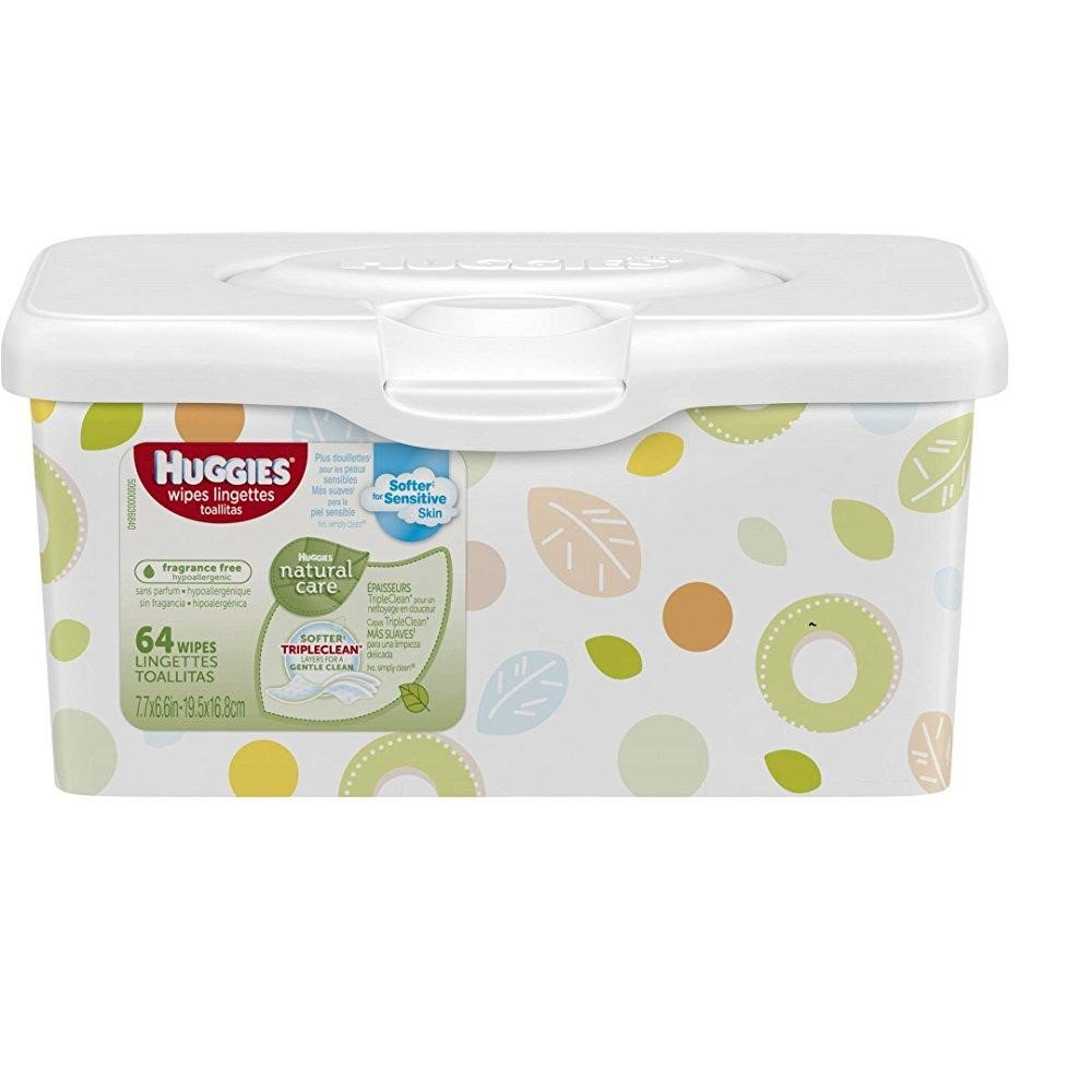 Huggies Natural Care Baby Wipes, Tub, 64 Wipes, Unscented