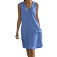 thumbnail image 2 of Women Summer Dresses Plus Size, Women's Fashion Crewneck Loose Half Sleeve Solid Knee-length Dress(Blue,S), 2 of 6