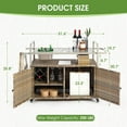 thumbnail image 6 of HOMEFUN Outdoor Kitchen Island Wicker Serving Console Cart & Grill Bar Table Waterproof with Wheels and Ice Bucket Backyard and BBQ Prep, Brown, 6 of 14