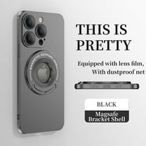 ELEHOLD Magnetic Case for iPhone 15 Pro, Foldable Kickstand Bracket Work with Magnetic Car Mount Lens Film Protection Slim Shockproof Case for iPhone 15 Pro, Black