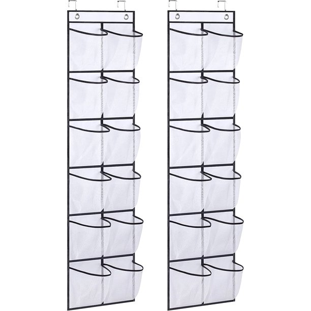 Over The Door Shoe Organizer 12 Large Mesh Pockets for Neat and Tidy