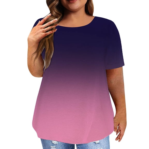 Womens Tee Short Sleeved Round Neck Beach Vacation Clothes for Women,Pink,6XL
