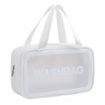 thumbnail image 1 of Bolsa de maquillaje impermeable de PU Scrub, bolsa de almacenamiento de cosméticos portátil de gran capacidad para mujeres, bolsa de artículos de tocador, 1 of 5