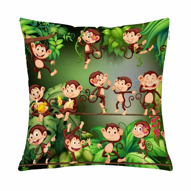 MKHERT Monkeys Pillow Covers Pillowcase Throw Pillows 18x18 inch