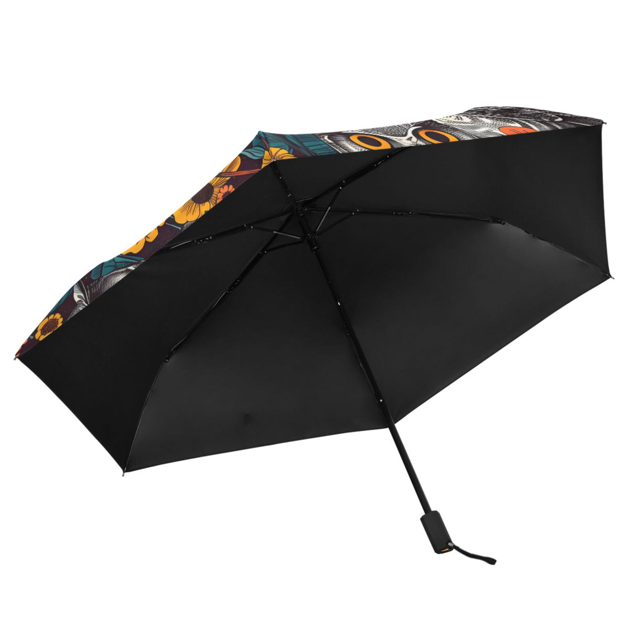 ALAZA Owl in Sunflowers UPF 50+ Compact Folding Umbrella for Rain Travel Umbrella Packable
