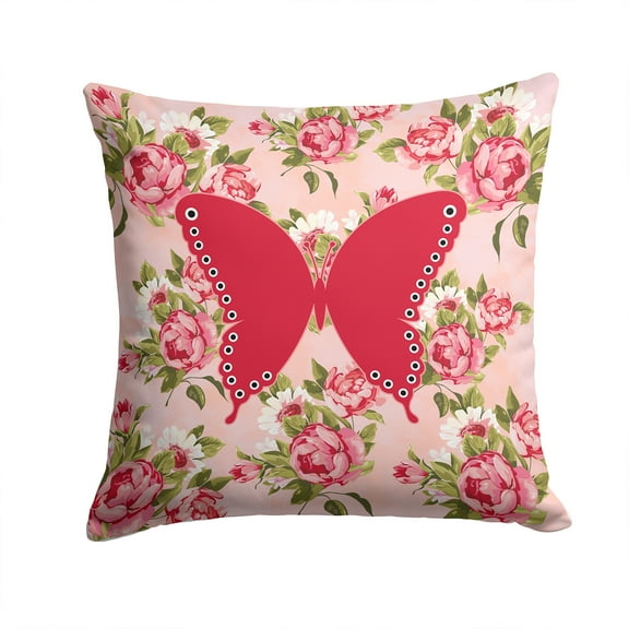 Butterfly Shabby Chic Pink Roses Fabric Decorative Pillow