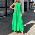 thumbnail image 2 of Miluxas Women's High Neck Sleeveless Pleated Maxi Dress A-Line Casual Loose Flowy Long Dress Cocktail Party Dress Summer Beach Vacation Outfits Green, 2 of 5