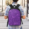 thumbnail image 5 of Xecao Purple Glitter print Travel Backpack, Large Computer Backpack for Men Women, College School Rucksack Book Bag, 5 of 5