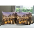 thumbnail image 6 of Ambesonne Landscape Throw Pillow Cover 4 Pack, Old Bridge European, 16", Amber Lilac, 6 of 7