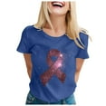 thumbnail image 1 of TSADFHJI Chandail en Molleton Col Rond pour Femmes, T-Shirt Imprimé Cancer de Noël, Manches Courtes, TTTTG Bleu, 1 of 5