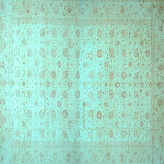 Ahgly Company Indoor Square Oriental Light Blue Traditional Area Rugs, 7' Square