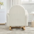 thumbnail image 3 of Miniyam Accent Rocking Chair with Curved Back & Pillow, Teddy Velvet, Cream White, 3 of 9